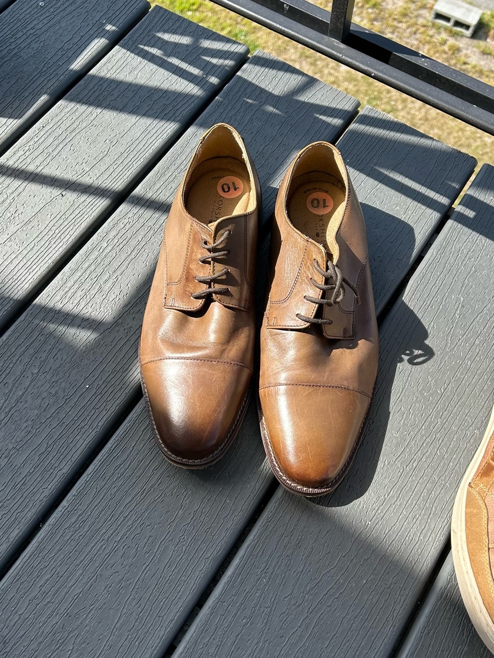 Florsheim Tan Brown Leather Cap-Toe Derbys
